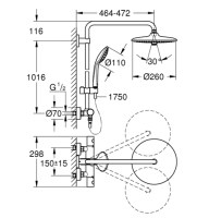 COLUMNA DUCHA TERMOSTATICA EUPHORIA SYSTEM 180 GROHE